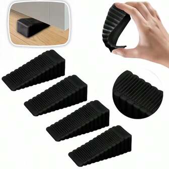 4个装重型防滑橡胶门挡 - 多功能门挡兼降噪器，硬木地板保护器 - 家用/办公用门楔，防止门移动，重型橡胶门挡