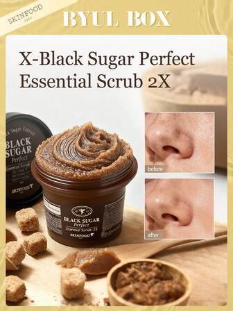  Skinfood Black Sugar Perfect Essential Scrub 2X 100g/3.52oz- Deep Pore Cleansing, Dead Skin Removal, Oil Control, Daily Facial Care,Exfoliating Face & Body, Deep Cleans Pores, Reduces Blackheads