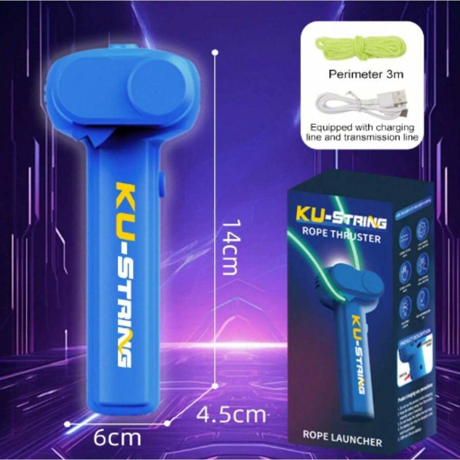 1-Pack Night Glow Electric Rope Launcher With Rotating Loop Lasso Motion - LED Light-Up Kids Toys Boy Toys Perfect Christmas Gift, Easy Trigger Launch For Classroom Christmas Events & Indoor Family Bonding - Xanh đậm - Xem 1