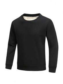 男士休闲时尚卫衣，加厚保暖，秋冬季长袖上衣 - 黑色 - 查看 2