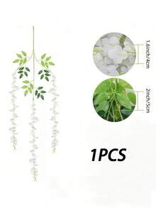 12pcs 110cm Artificial Wisteria Vine Branches With Silk Flowers, White Artificial Wisteria Flowers/Plants, White Room Decor, Fake Hanging Floral, Suitable For Home, Garden, Outdoor Ceremony, Wedding Arch Floral Decor, Spring, Summer, Tabletop Garden Decoration