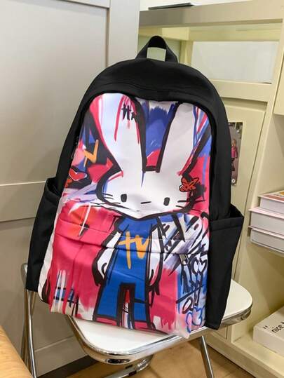 New Graffiti Comic Backpack  Junior & Senior High School Boys' Forest-Style Fashion Large-Capacity Bag