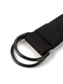 Nuevo cinturón de hebilla de anillo doble de 3,8 cm, correa de cintura trenzada de lona y cuero casual unisex - Multicolor - Ver 7