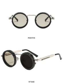 9-Level Adjustable Tinted Round Lens Fashion Glasses, Suitable For Various Occasions Such As Retro Punk Parties, Music Festivals, . Especially Suitable For Easter, Graduation Season, Halloween And Christmas. Aluminum-Magnesium Alloy Lenses, Alloy Frames. - Rotate N9 - View 10