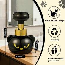 Cute Cat Paw Foaming Hand Soap Bottle, Black Cat Shaped, Pump Dispenser Releases Paw-Shaped Foam, Refillable, Suitable For Home, Hair Salon And Bathroom - Multicolor - View 5