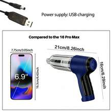 Powerful Car Vacuum Cleaner, Wireless Portable Handheld Blow Dryer, Home Appliance Air Duster - Blue - View 6