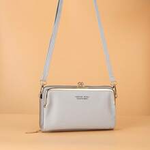 Bolso bandolera de gran capacidad con doble capa para teléfono de mujer - Rojo - Ver 10