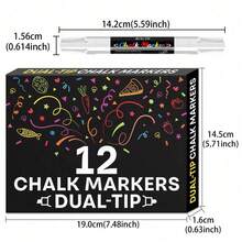 أقلام طباشير سائلة جديدة من Flysea ب- 12/8 ألوان، رأس مدبب وطرف رصاصي، مناسبة للسبورات - أقلام محو جافة نابضة بالحياة، قابلة للمسح، مناسبة للسبورات البيضاء والسبورات والنوافذ والزجاج والسيارات وما إلى ذلك - متعدد الألوان - مشاهدة 8