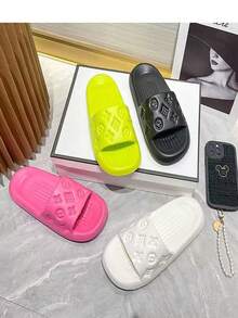 2025夏季新款软底EVA拖鞋防滑防臭静音平底浴室情侣拖鞋女系带沙滩居家凉鞋 - 黑色 - 查看 4