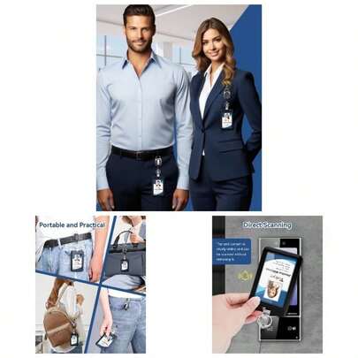 Lanyards ID Badges Set, ID Badge Holder With Heavy Duty Badge Reel And Detachable Lanyard Office School Work Name Badges - 3 PCS