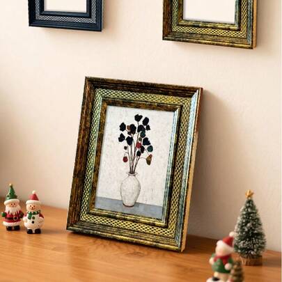 1pc Textured Vase & Foliage Oil Painting Wall Decor - Artistic Retro Style - MDF Decorative Sign (5x7 Inch, Multiple Sizes Available) - Oval/Rectangle Room Decor Art Piece - Ideal Gift For Art Lovers & Home Decor