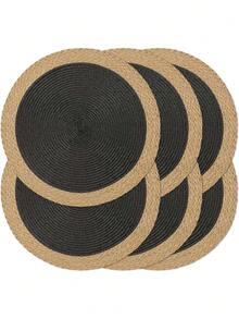 Bộ khăn trải bàn tròn dệt màu đen 15 inch (4/6 chiếc), khăn trải bàn tròn dệt bằng nhựa PP với viền giấy rộng, có thể giặt, lau chùi, chịu nhiệt, thích hợp cho các dịp lễ, tiệc tùng, sử dụng hàng ngày trong nhà và ngoài trời. - màu đen - Xem 10