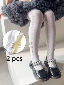 2 piezas Medias transparentes y caladas para niñas, ligeras para primavera/verano - Multicolor - Ver 12