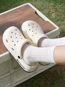 男女通用镂空鞋，2025新款夏季户外EVA防滑极简凉鞋，女士及情侣沙滩拖鞋 - 白色 - 查看 5