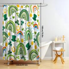 1pc/4pcs St. Patrick's Day Rainbow Lucky Element Shower Curtain Set, Includes Leprechaun, Hat, Beer, Clover, Gold Pot Elements Shower Curtain Set, Bathroom Divider Shower Curtain With Hooks, Anti-Slip Bathroom Mat Carpet, U-Shaped Toilet Mat, Toilet Seat Cover, Holiday Party Home Bathroom Accessories 4-Piece Shower Curtain Set - Multicolor - View 30