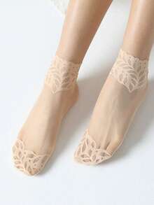 5 Pairs Fashion Flower Mesh Lace Socks Thin Invisible Transparent Tulle Socks Breathable Hosiery Tube Socks Women - Multicolor - View 4