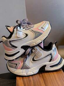 2025春秋季女童厚底运动鞋 - 柔软、轻便、透气网面儿童运动鞋 - 粉色 - 查看 4