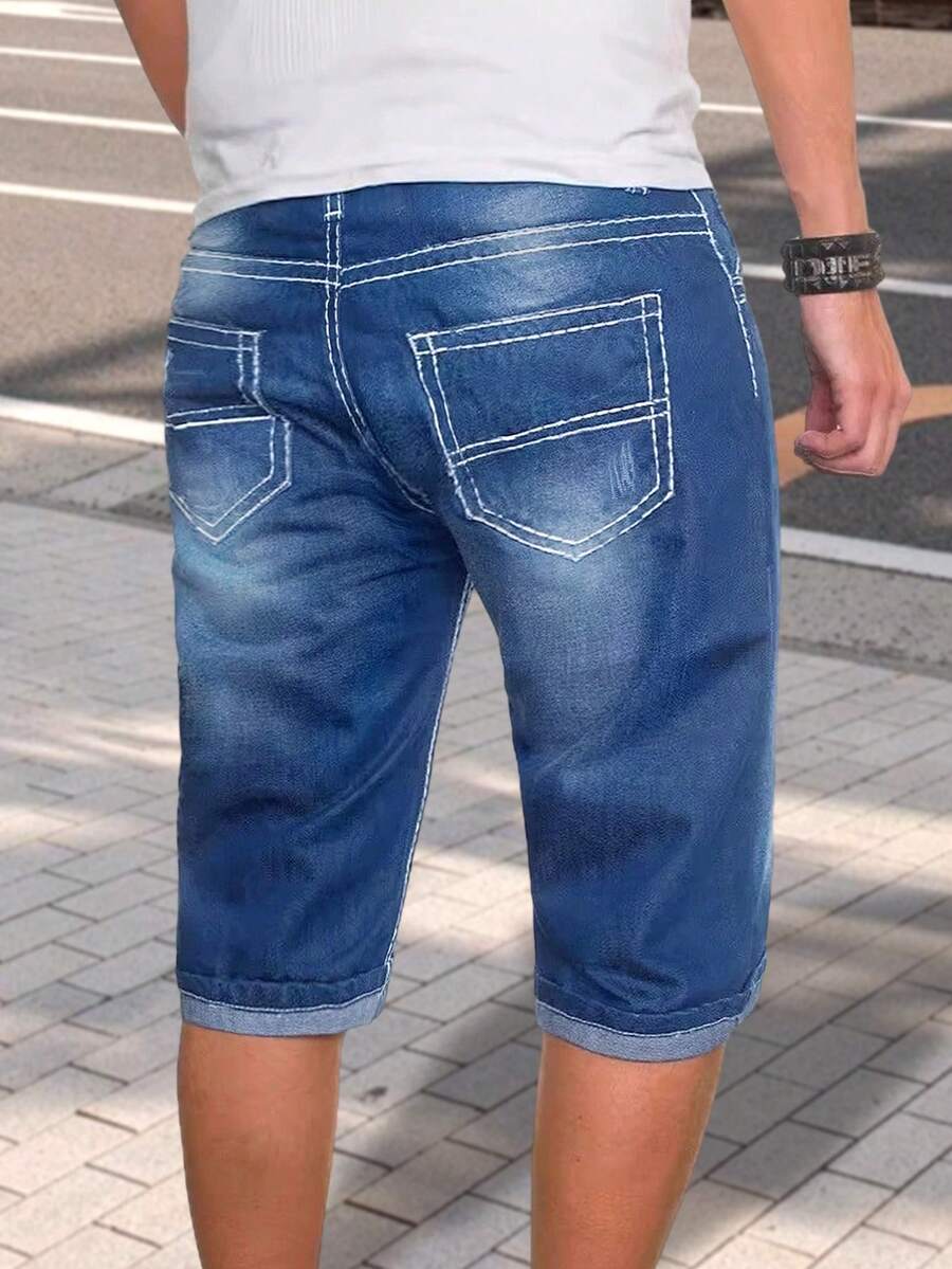A Pair Of Over-The-Knee Shorts - Blue - View 1