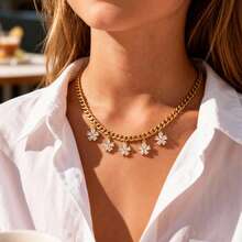 6入組雛菊花瓣微鑲嵌水鑽吊墜適用於DIY耳環,手鍊,腳鍊,腰鏈