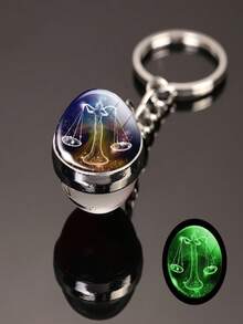 12 Zodiac Constellations Luminous Double-Sided Glass Keychain, Portable High-Quality Happiness! Hang On Bags, Keys, Luggage To Instantly Brighten Up Your Everyday Life. Zodiac Guardian Symbol For Yourself Or As A Gift To Friends, Let Your Exclusive Constellation Accompany You Everywhere By Hanging On Bags, Keys, Luggage. - Multicolor - View 4