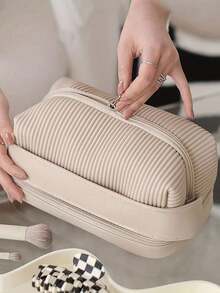 Borsa da toilette da viaggio portatile di grande capacità per donna - Bianco - Visualizzare 4