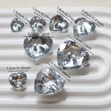 10颗银白色亚克力双眼手工缝制扁平3D心形纽扣，DIY装饰配件 - 亞克力愛心 - 查看 2