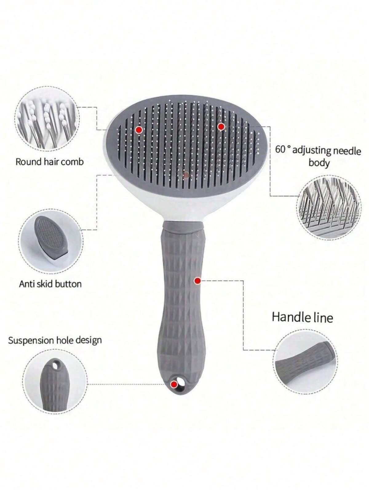 1 pièce Brosse de démêlage et de nettoyage automatique pour animaux de compagnie, convient aux chats et aux chiens, brosse de massage universelle avec un design antistatique et démêlant 8