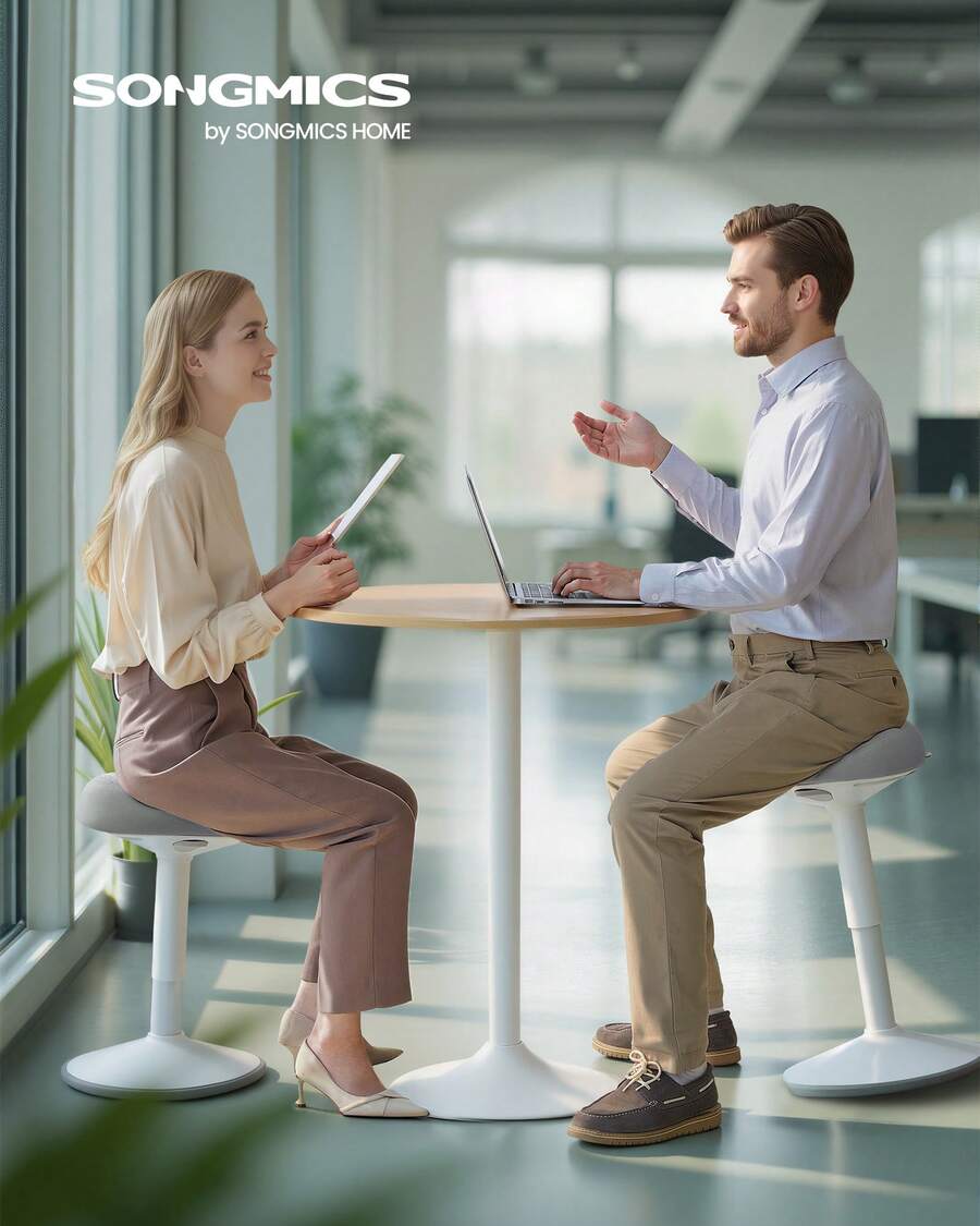 SONGMICS Hocker, Stehhocker, Stehstuhl mit Schwingeffekt, höhenverstellbar 48-65,5 cm, Anti-Rutsch-Sockel, drehbarer Sattelsitz, aktive Sitzhaltung, für Büro und Homeoffice