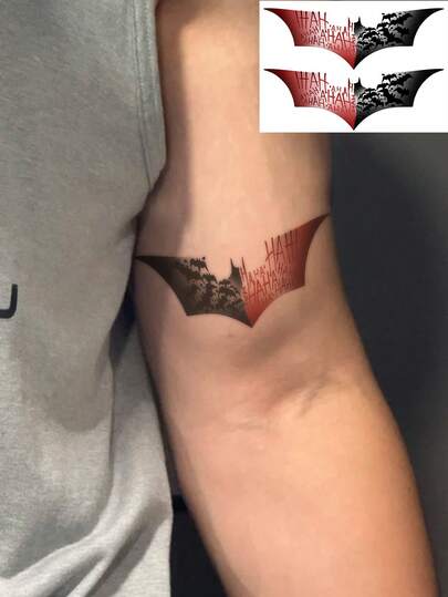 1pc 3-7 Days Lasting Herbal Temporary Tattoo, Gothic Style Fierce Bat Wing Totem Tattoo Sticker For Men, Waterproof Temporary Tattoo Sticker, Suitable For People