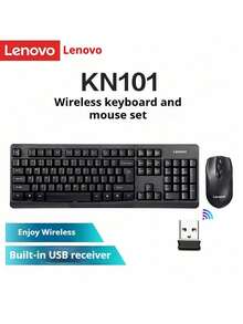 Lenovo 2.4GHz Wireless Keyboard And Mouse Combo: Portable, Matte Finish, Multi-Level Sleep Mode, High-Precision Optical Tracking Engine, Suitable For Laptops, Desktops, All-In-Ones And Office Use. - Black - View 4