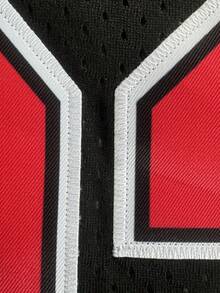 قميص كرة السلة للرجال مطرز، رقم 23، تي شيرت أسود كاجوال بياقة على شكل حرف V بدون أكمام، سترة رياضية للحفلات - الأسود - مشاهدة 3