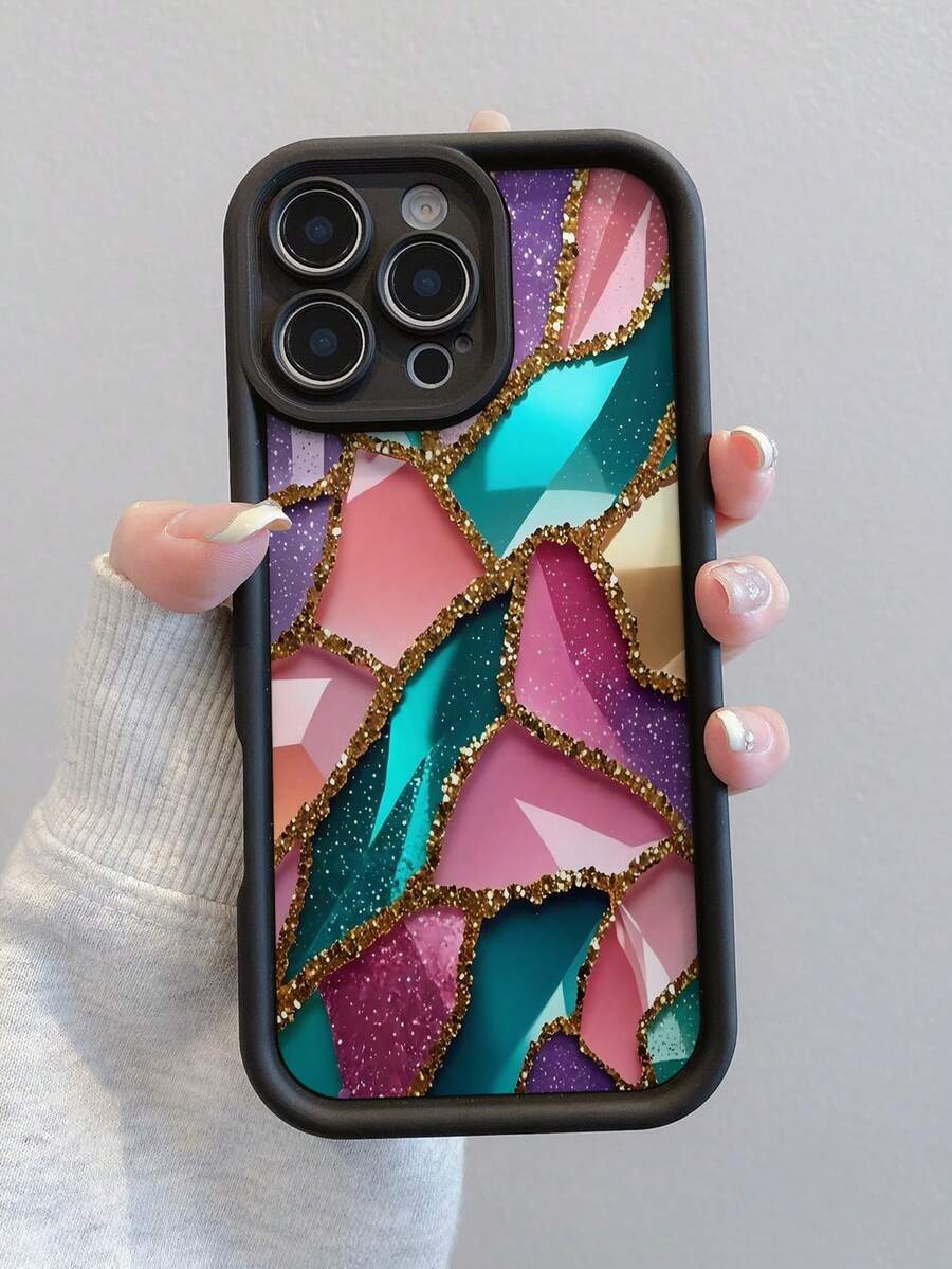 1个大理石纹竹节黑色防震手机壳，TPU材质，适合作为节日礼物，兼容苹果iPhone XS/XS Max/XR/11/12/13/14/15/16 Pro/Pro Max/14/15/16 Plus/17，男女通用 - 彩色 - 查看 1