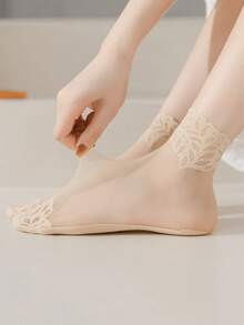 5 Pairs Fashion Flower Mesh Lace Socks Thin Invisible Transparent Tulle Socks Breathable Hosiery Tube Socks Women - Multicolor - View 5