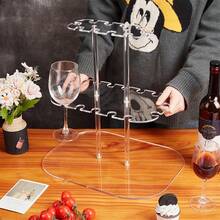 1 chiếc giá đựng ly cocktail sâm panh trong suốt bằng acrylic, giá trưng bày nhiều tầng cho tiệc cưới, tiệc sinh nhật. - trong suốt - Xem 1