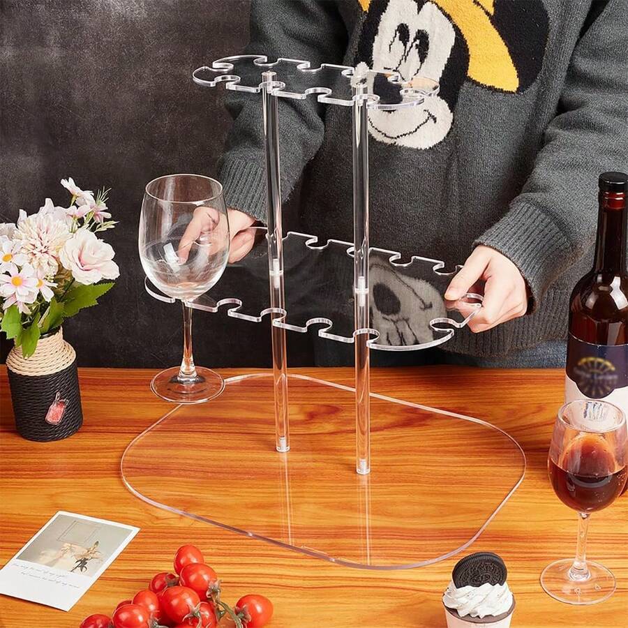 1 chiếc giá đựng ly cocktail sâm panh trong suốt bằng acrylic, giá trưng bày nhiều tầng cho tiệc cưới, tiệc sinh nhật. - trong suốt - Xem 1