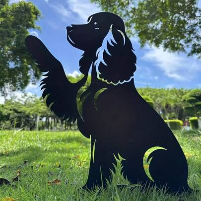 1pc Corgi Metal Garden - Heavy Duty Iron Outdoor Yard Decor With Corgi Design, All-Season Lawn Decoration, Suitable For Fences, Porches, Dog Lover Gift, Traditional/Rustic/Modern Pet , Valentine's Day, Easter