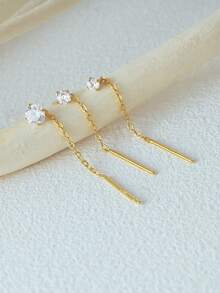 Zestaw 3 kolczyków ze srebra próby 925 z cyrkoniami dla kobiet i dziewcząt. Delikatne kolczyki ze złota 18k/białego złota. Biżuteria na prezent dla kobiet.