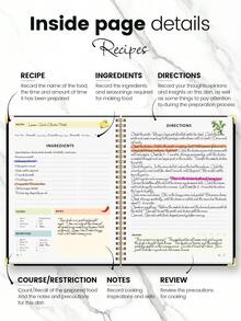 BUBU Blank Recipe Book, Write Your Own Recipes, Cute Blank Recipe Book, 8X5.6 Inch Blank Recipe Book, Suitable For Home Recipes, Hardcover Recipe Notebook, Write Your Own Recipes, School Supplies, Back To School Season