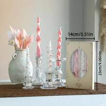 2/4pcs 18-20cm European Printed Spiral Long Candles, Smokeless Candles, Exquisite, Suitable For Weddings, Parties, Dining, Festival Celebrations, Gift Giving, Birthday Presents, Meditation And Ambient Lighting - Multicolor - View 22