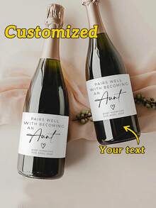 Customized Pregnancy Announcement Wine Or Champagne Label Gifts, Creative Custom Bottle Sticker Gifts, Customized Anniversary Gifts, New Year Gifts, Couple Anniversary Gifts, Personalized Baby Grandparent Champagne Stickers - Multicolor - View 2