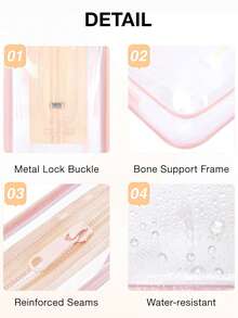 3个透明TSA认证旅行洗漱包，符合随身行李规定，容量1夸脱，女士化妆包 - 粉色 - 查看 3