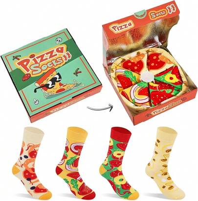 Pizza Socks Gifts Box Men Boys Women-Funny Fun Novelty Cool Funky Food Socks-Birthday Gifts Stocking Stuffer