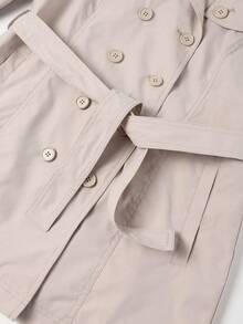 Women's Double-Breasted Windbreaker, Commuting Casual Jacket, Solid Color Design, Fashionable And Versatile For Spring And Autumn - Beige - View 8