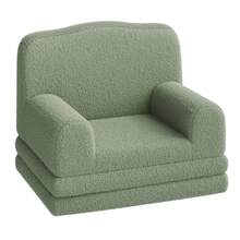 Silla de sofá para niños, con Funda Lavable, diseño de Corona, cómoda Silla de Lectura para niños, sofá Cama Plegable para Sala de Juegos, guardería, niñas y niños, Verde - Verde - Ver 9