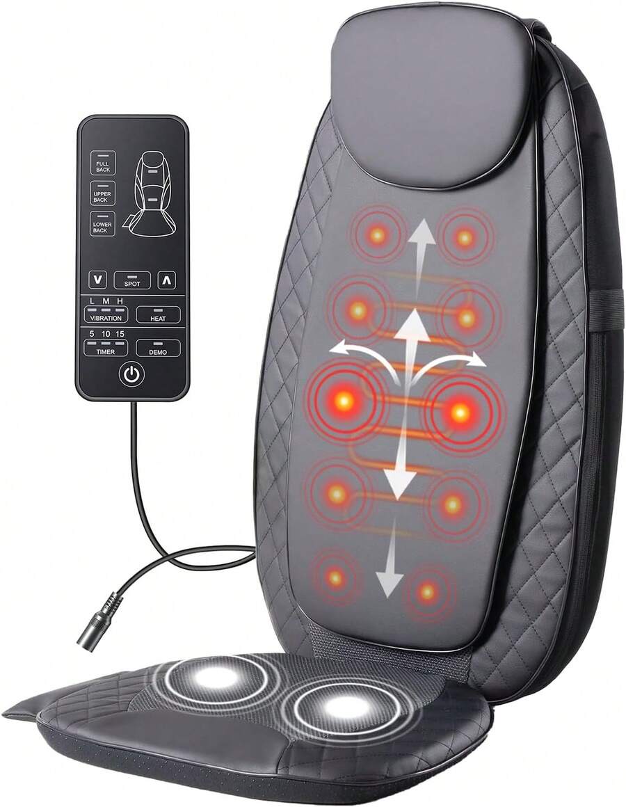 Sweetcrispy Massage Chair Pad With Heat, Chair Massager With 4 Deep-Kneading For Office, Home, Shiatsu Back Massager For Pain Relief, Portable Folding - US A Type Plug(110-127V) - View 1