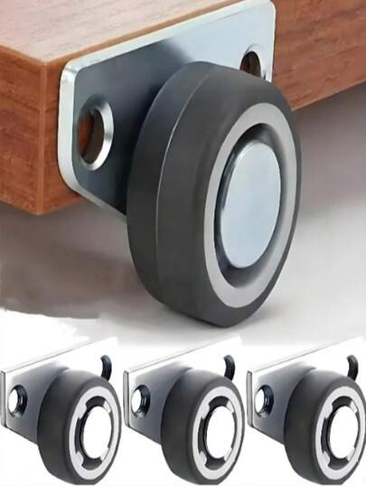 4 Peças Rodízios Laterais de Móveis Silenciosos de Borracha - Com Superfície Revestida de Metal, Durável, Operação Silenciosa, Fácil Instalação. Ideal para Substituição de Rodízios de Futon, Gaveta, Mesa, Mesa de Centro, Sofá, Porta Deslizante e Caixa de Armazenamento.