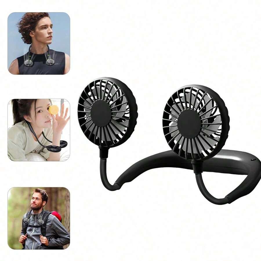 Portable Neck Hanging Fan, Bladeless Hands-Free Fan, Battery Powered Wearable Personal Fan, 3 Adjustable Speeds USB Hanging Neck Fan, Essential For Summer Home, Office, Outdoor, Sports, Beach, Travel, Comes With Random Charging Cable
