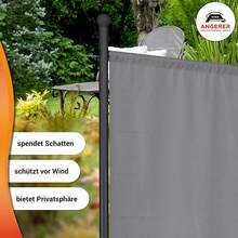 A+ Wandregal 178 x 82 cm, Sicht- und Sonnenschutz, Raumteiler, für drinnen und draußen, Büro, Balkon/Terrasse, Schlafzimmer, Garten, hergestellt in Deutschland, waschbare Bezüge, hellgraues Polyacryl