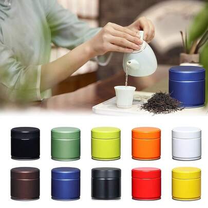 Portable Tinplate Tea Tin Moisture-Proof Sealed Tea Can Large Capacity Round Tea Jar Storage Box For Home&Travel