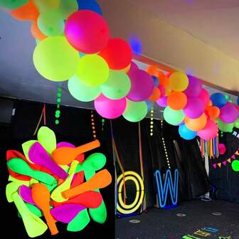 100pcs 10-Inch Assorted Glow-In-The-Dark Balloons Set, Suitable For Birthday, Wedding, Valentine's Day, Thanksgiving, New Year, Home Decor, Scene Arrangement, Balloon Party. Suitable For All Seasons And Father's/Mother's Day Party Decorations